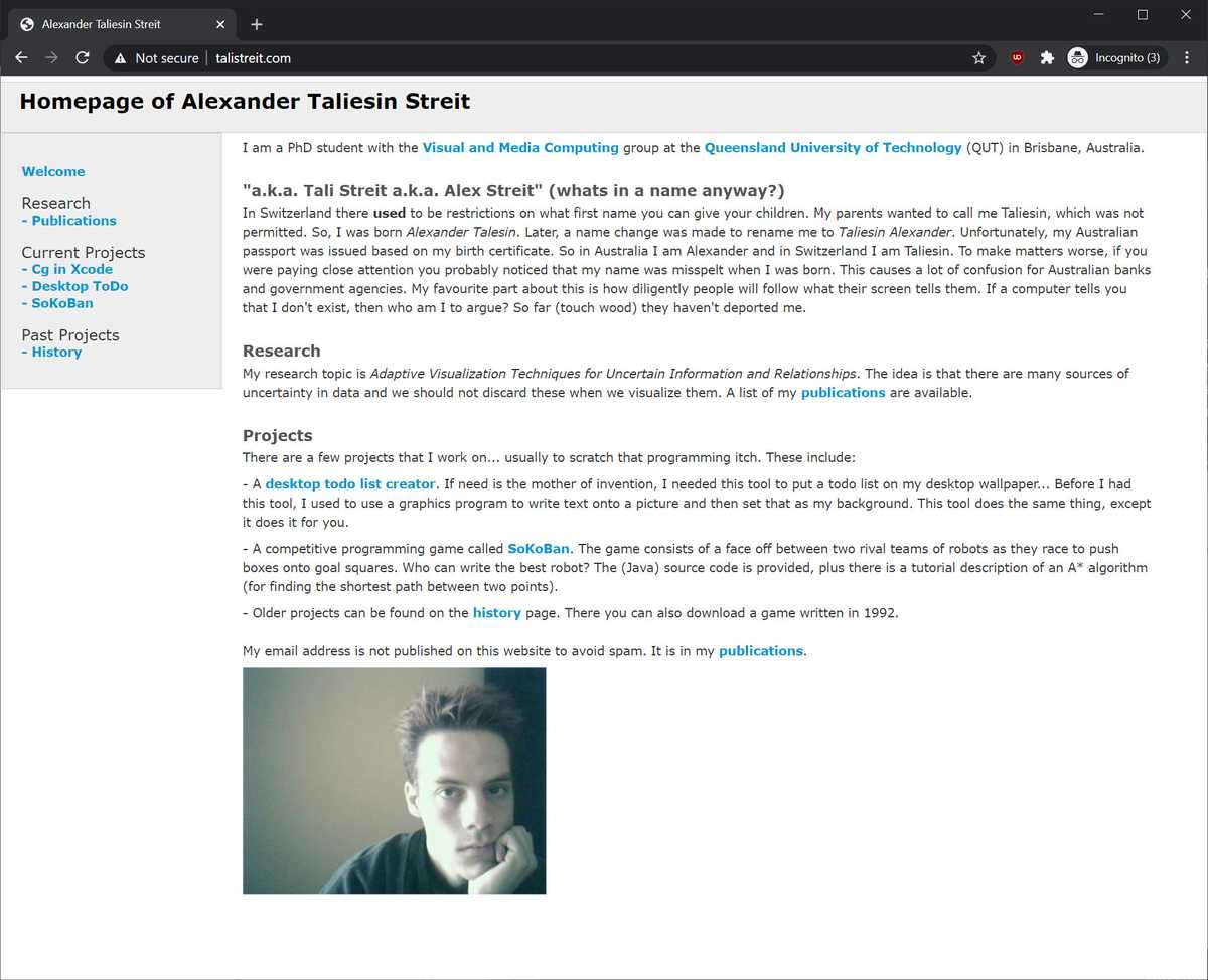 Screenshot of the home page